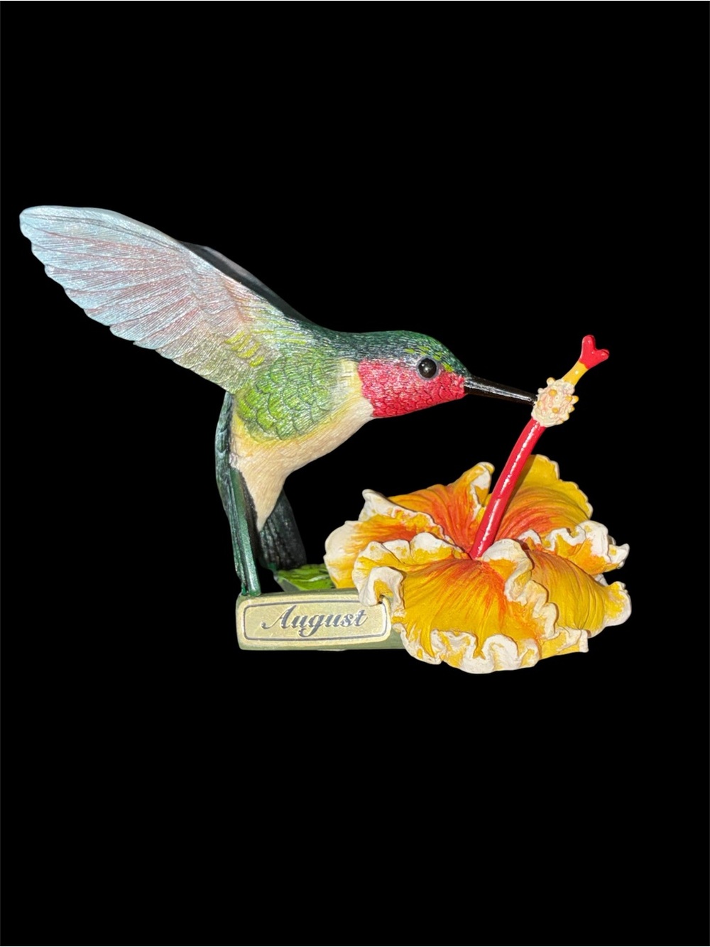 The Danbury Mint August Hummingbird Backyard Birds Perpetual Calendar Figurine